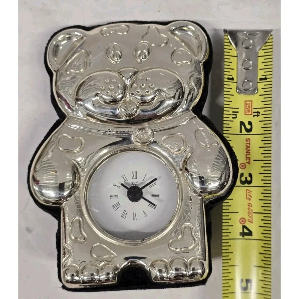 Vintage Sterling Silver Bear Clock Roberto‎ Miniati Italy